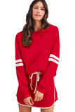 Varsity Striped Drop Shoulder Pullover Sweatshirt & Mini Skort Set- 6 Colors