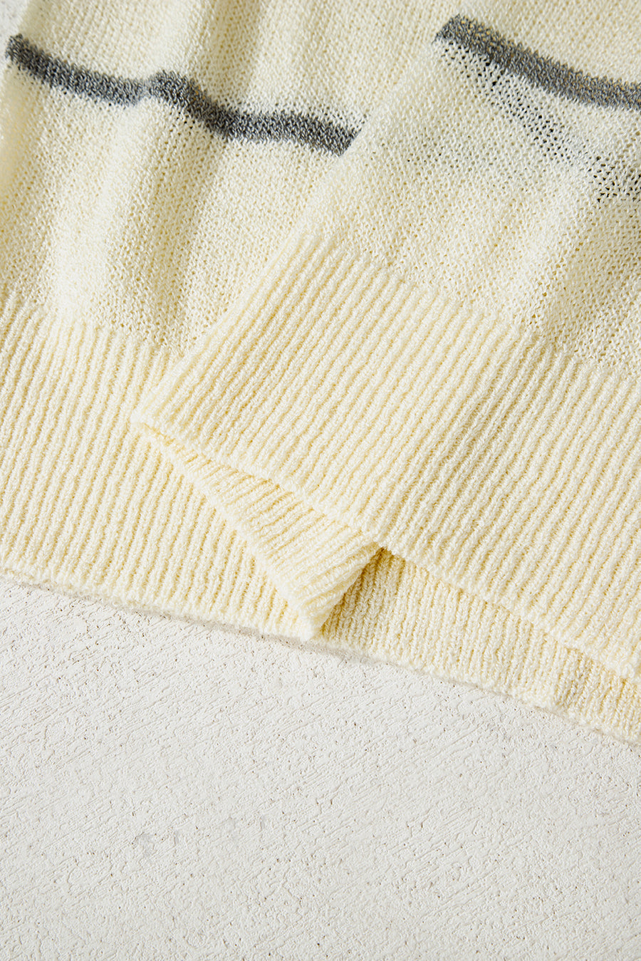Striped Ribbed Edge Drop Shoulder Sweater- 2 Colors