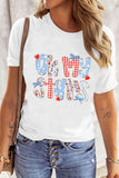 White Oh My Stars Patchwork Print Graphic T-Shirt
