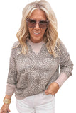 Leopard Print Patchwork Crew Neck Sweatshirt- 3 Colors