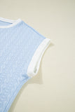 Contrast Trim Textured Crew Neck Top and Pocketed Skirt Set- 2 Colors