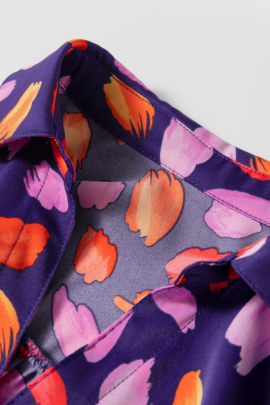 Purple and Orange Multi Floral Print Collared Tiered Flowy Long Sleeve Maxi Dress- 2 Colors