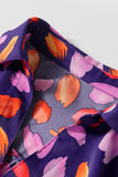 Purple and Orange Multi Floral Print Collared Tiered Flowy Long Sleeve Maxi Dress- 2 Colors
