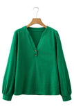 Button-Up V-Neck Long Sleeve Top- 3 Colors