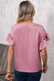 Toadstool Satin Ruffle Sleeve V-Neck Blouse
