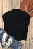 Green Pocket Ribbed Knit Short Sleeve Sweater- 9 Colors