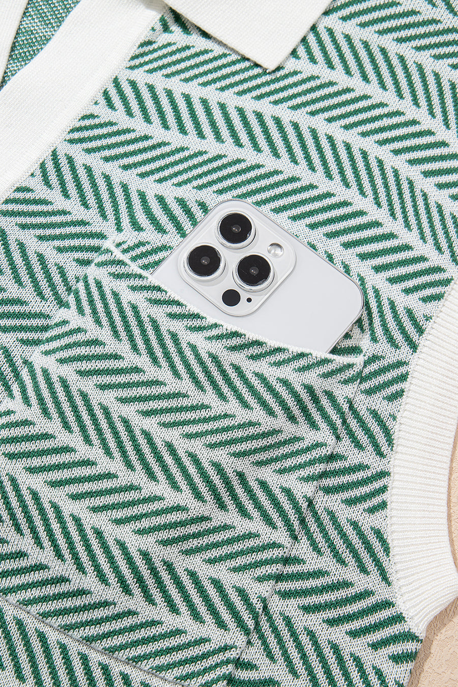 Striped Contrast Trim Sleeveless Collared Sweater- 3 Colors
