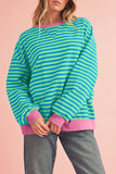 Striped Contrast Trim Oversized Sweatshirt- 4 Colors