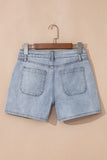 Light Wash High Rise Front Pocket Denim Shorts