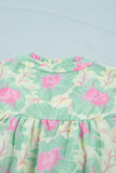 Short Bubble Sleeve Summer Floral Blouse A