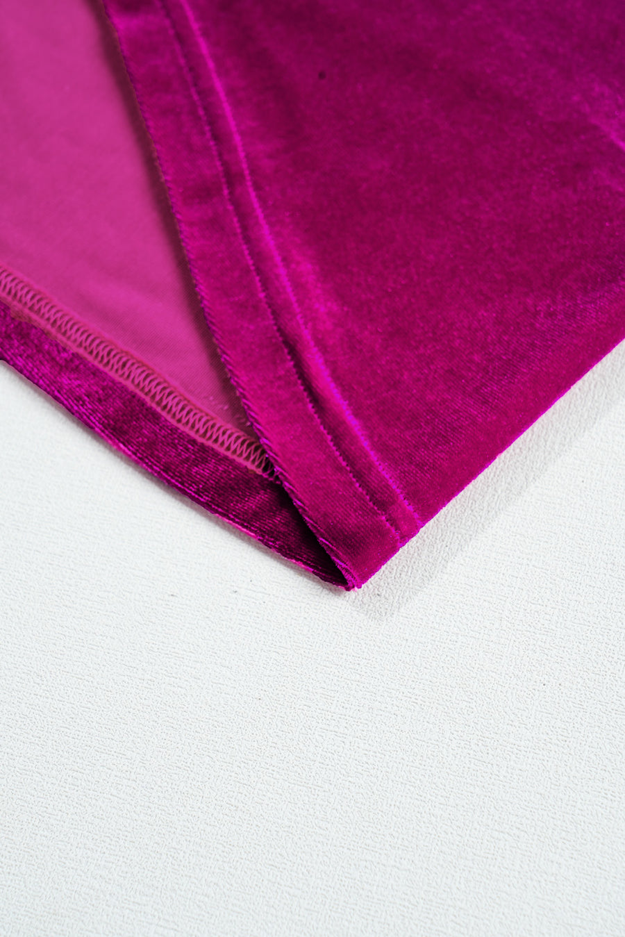 Plus Size Bright Pink Velvet Chest Pocket Drop Shoulder Shirt