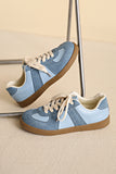 Blue Two-Tone Suede Patchwork Lace-Up Sneakers