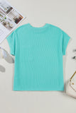 Twist Ribbed Color Block Pocket Crew Neck T-Shirt- 4 Colors
