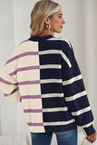 Striped Exposed Seam Patchwork Loose Fit Sweater- 4 Colors