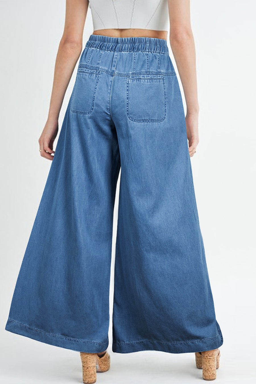 Mineral Wash Button-Up High-Waist Wide Leg Jeans