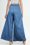 Mineral Wash Button-Up High-Waist Wide Leg Jeans
