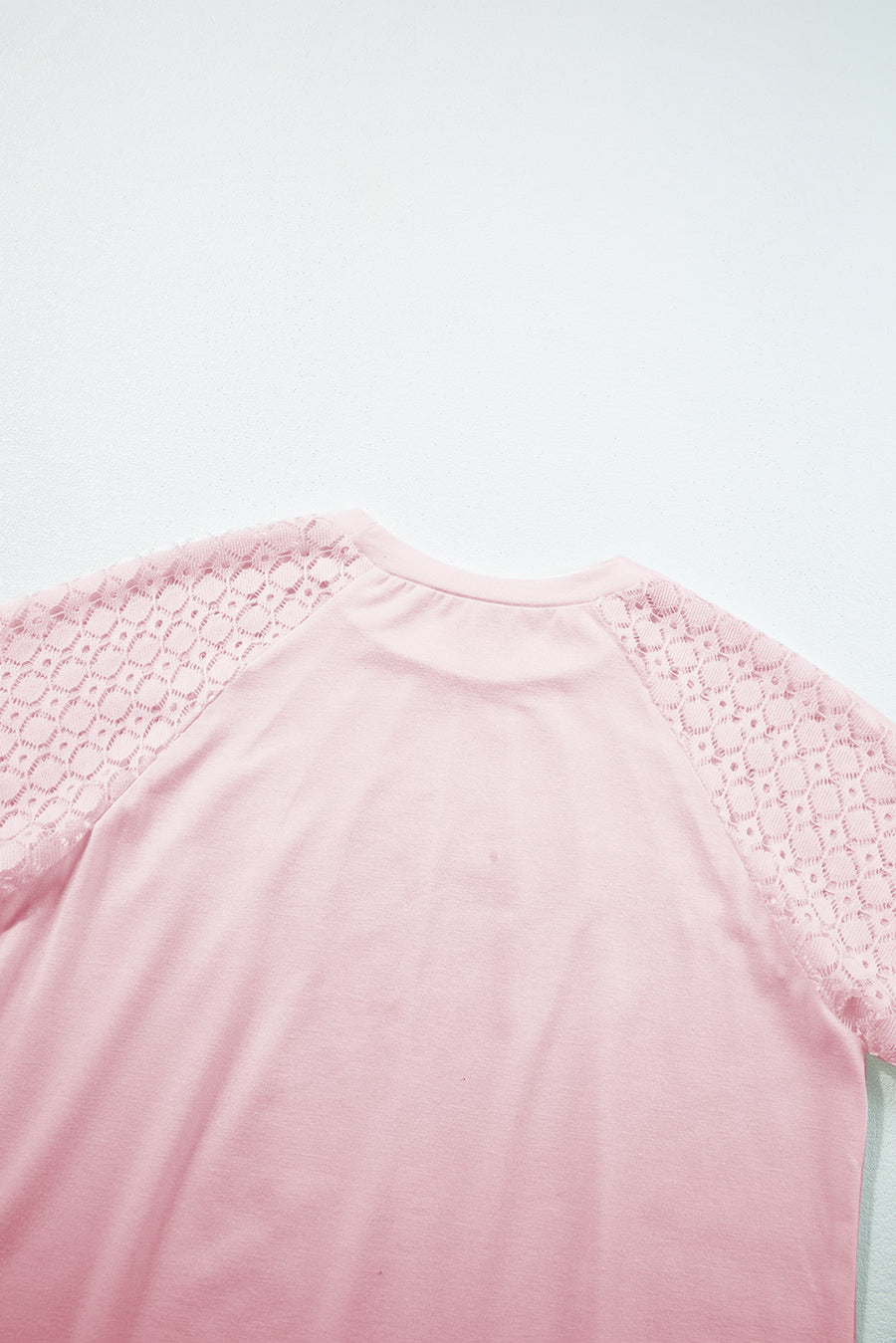 Seamed Detail Contrast Lace Raglan Sleeve T-Shirt- 2 Colors