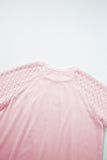 Seamed Detail Contrast Lace Raglan Sleeve T-Shirt- 2 Colors