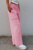 Mineral Wash Exposed Seam Wide Leg Cargo Pants- 3 Colors