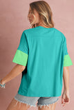 Aruba Blue & Lime Green Frayed Star Patch Oversized T-Shirt