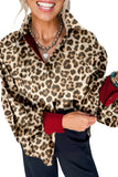 Khaki Leopard Print Button Long Sleeve Shirt