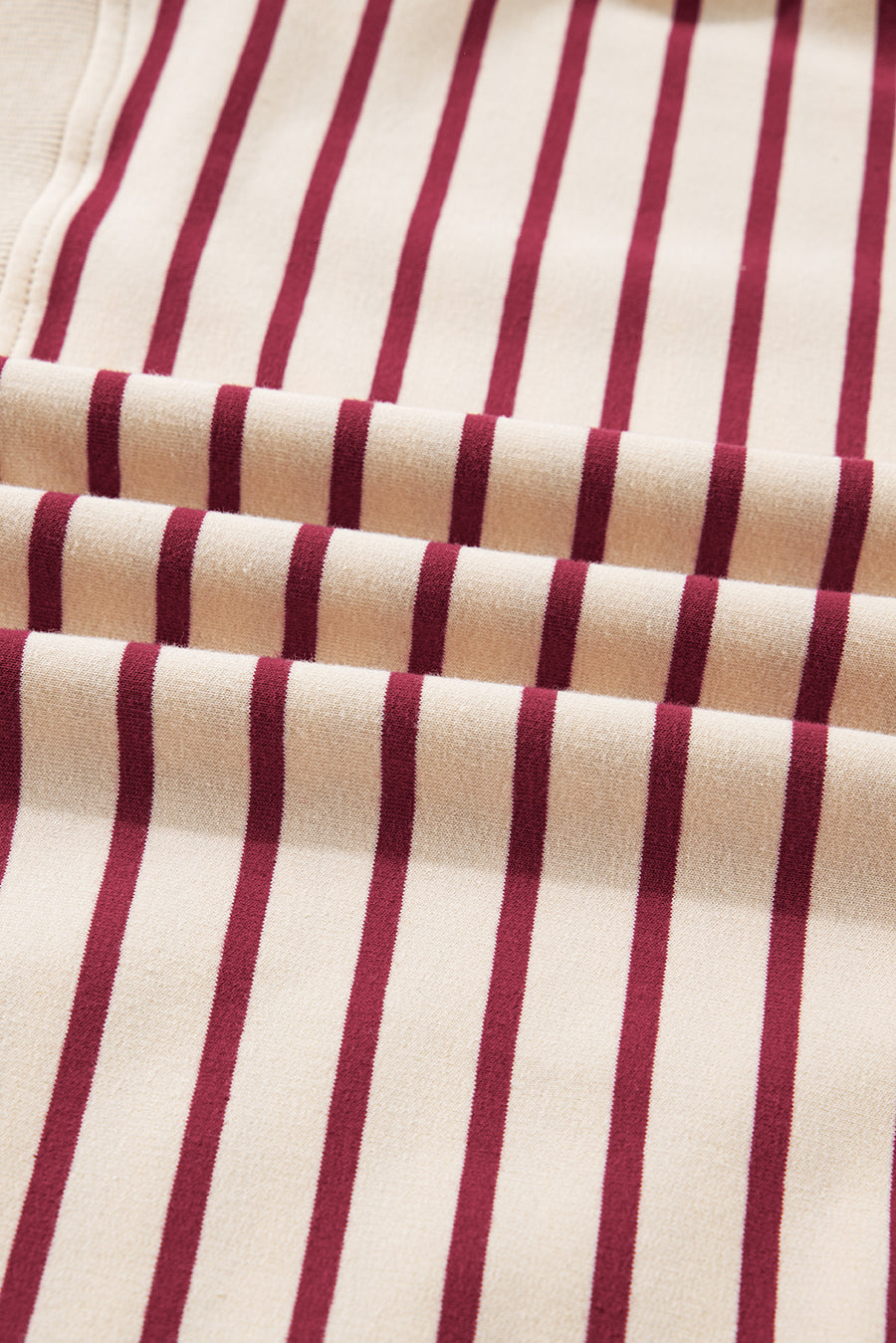 Red Stripe Cropped Collared Sweatshirt and Bubble Mini Skirt Set