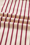 Red Stripe Cropped Collared Sweatshirt and Bubble Mini Skirt Set