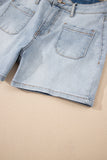 Light Wash High Rise Front Pocket Denim Shorts