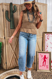 Shirred Slim Fit Ruffle Hem Tank Top- 2 Colors