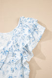 Floral Ruffle Short Sleeve Bow Back Blouse- 2 Colors