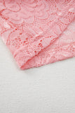 Pink Floral Lace Sheer Long Sleeve Blouse