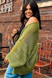 Spinach Green Oversize Crochet Knit Open Cardigan