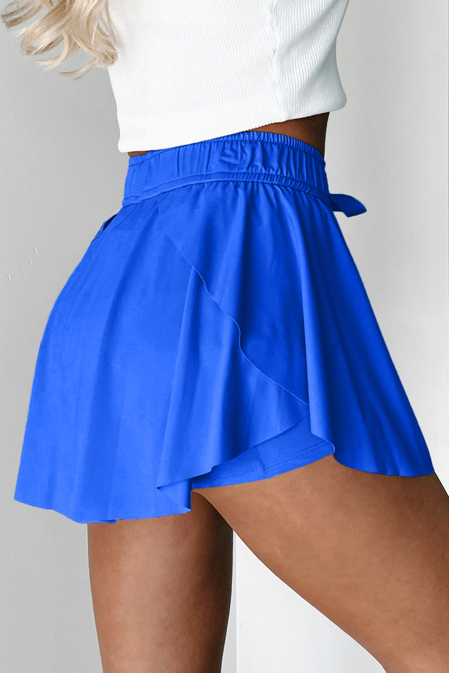 Ribbon Drawstring High-Waist Lined Tennis Skort- 6 Colors