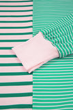 Plus Size Green & Pink Striped Color Block Patchwork Side Slit Sweatshirt