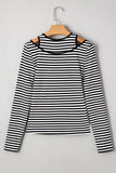Black & White Striped Cutout Long Sleeve Top