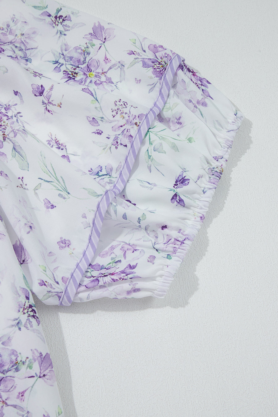 Plus Size Lavender Floral Frill V-Neck Blouse