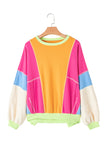 Color Block Patchwork Drop Shoulder Sweatshirt with Pockets- 2 Colors