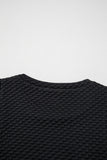 Black Textured Cap Sleeve T Shirt Shift Mini Dress