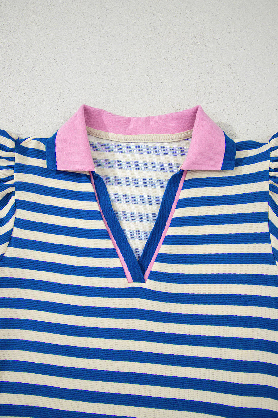 Striped Ruffle Short Sleeve Contrast Neckline Mini Dress- 3 Colors