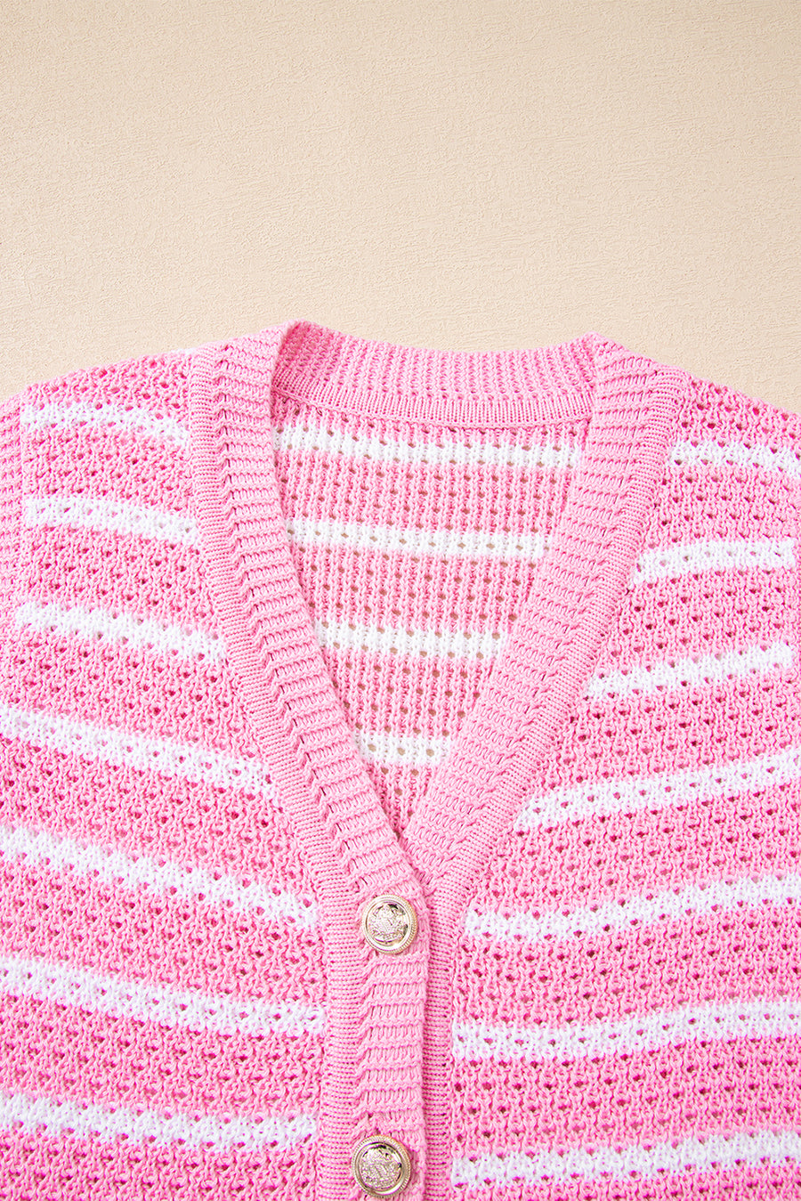 Striped V-Neck Button-Up Knit Vest- 2 Colors