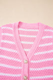 Striped V-Neck Button-Up Knit Vest- 2 Colors