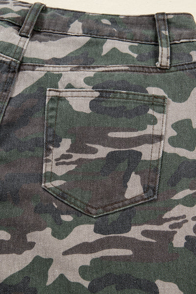 Green Camo Multi Pocket Cargo Wide Leg Jeans