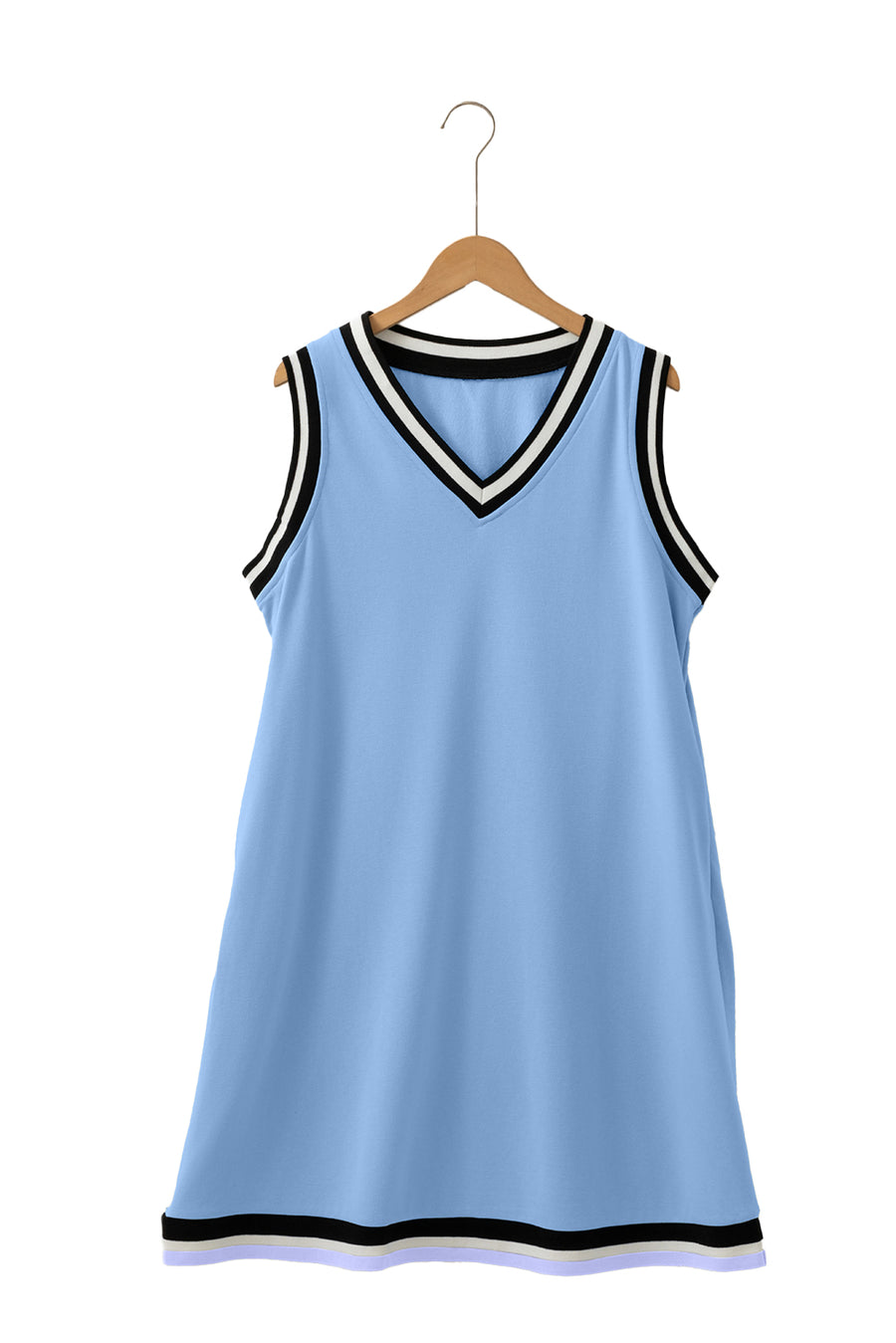Contrast Trim V-Neck Sleeveless Mini Dress- 2 Colors