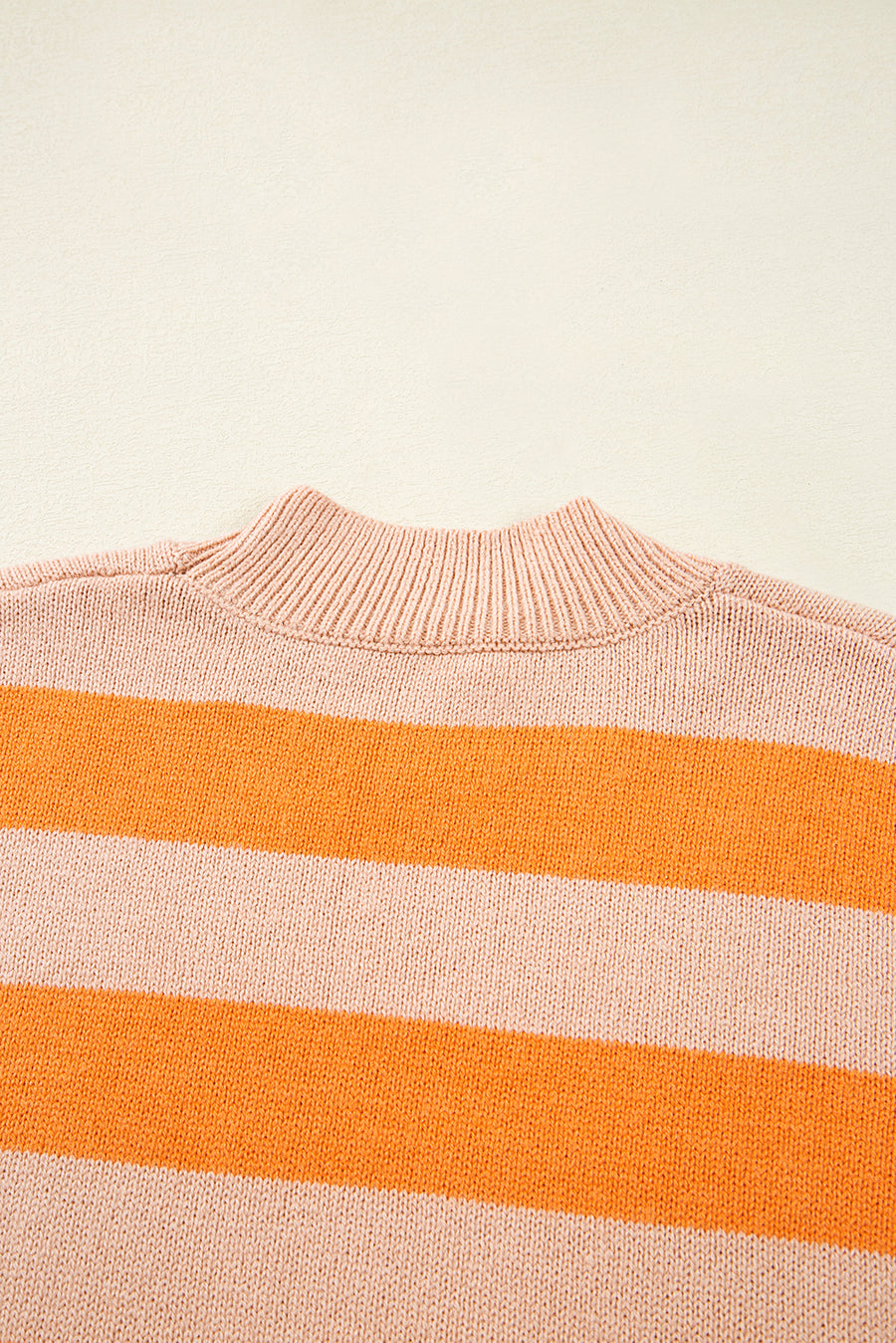 Orange Multi Color Block High Neck Drop Shoulder Sweater