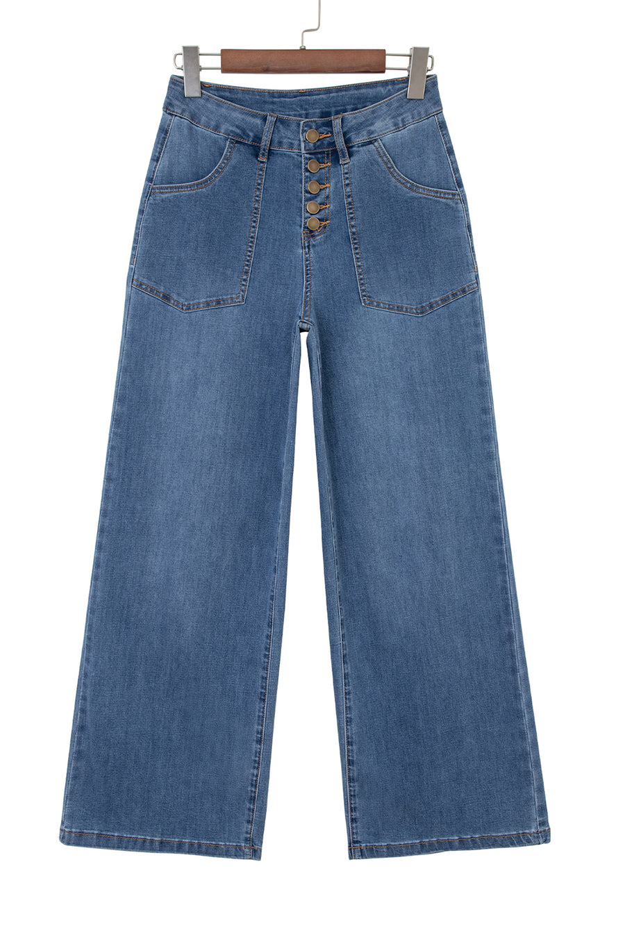 Ashleigh Blue Multi-Button High-Waist Wide Leg Jeans