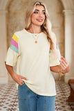 White Color Block Short Sleeve Crew Neck T-Shirt