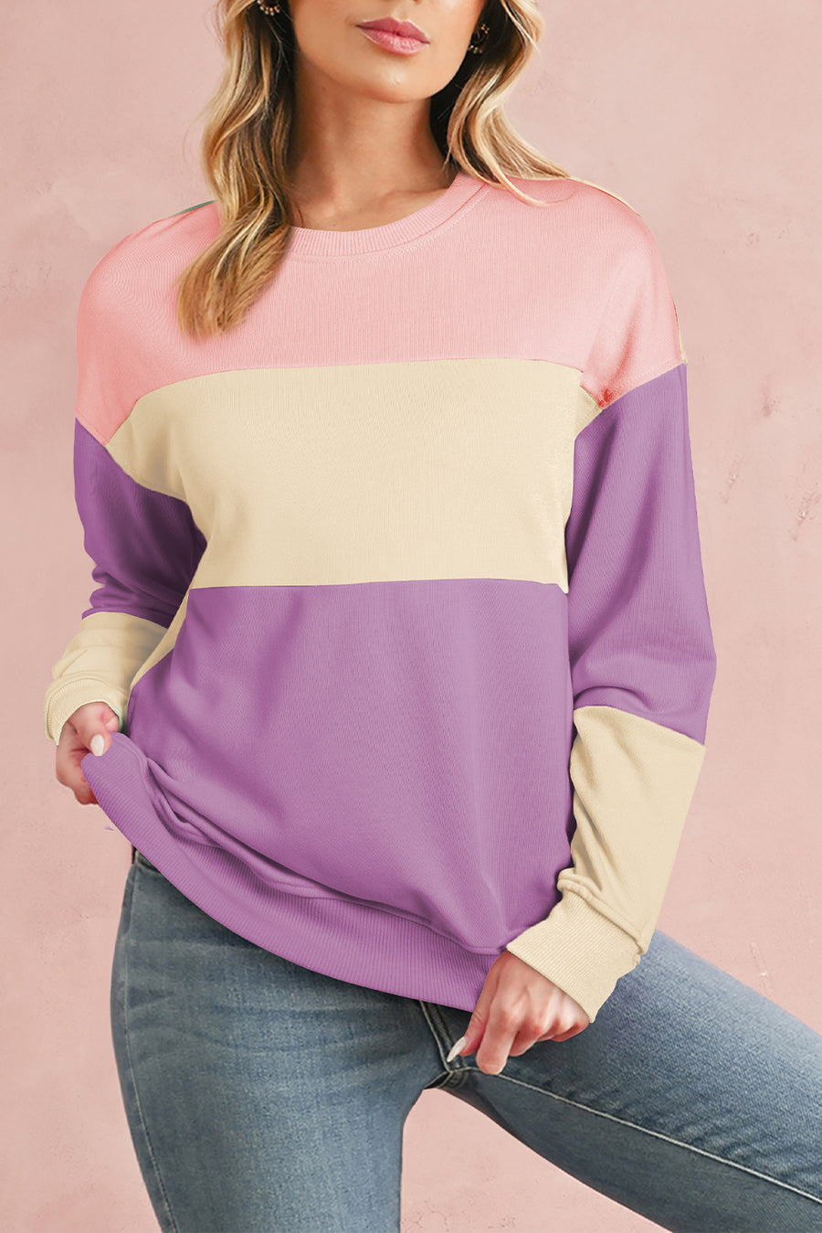 Color Block Drop Shoulder Sweatshirt- 4 Colors