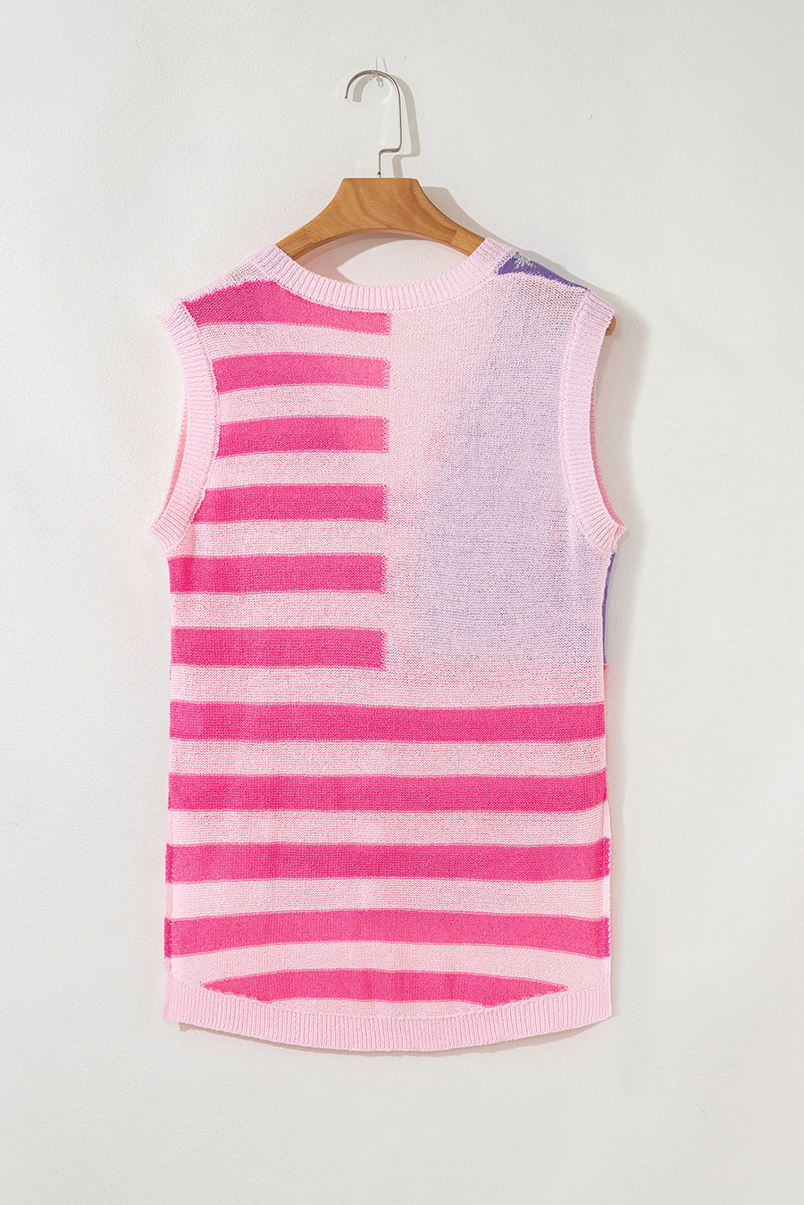 American Flag Notched Neck Loose Knit Vest- 2 Colors