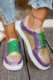 Glitter & Star Patchwork PU Leather Sneakers- 2 Colors