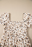 Floral Print Smocked Ruffle Sleeves Dress B